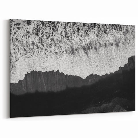 Black and White Seascape Wall Art - Ocean Wave Abstract Coastal Canvas