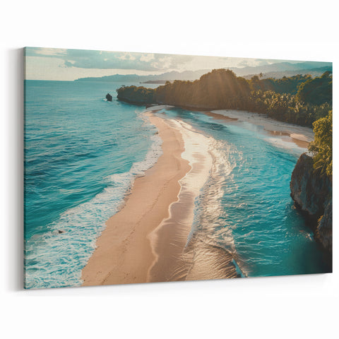 Golden Hour Seascape Wall Art - Ocean Beach Scene with Coastal Elegance