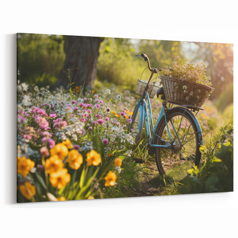 Garden Bicycle & Wildflowers Art - Vibrant Cycling-Themed Wall Decor