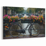 Vintage Bicycle Wall Art with Flowers - Cycling-Themed Canvas Print