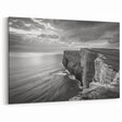 Dramatic Cliffside Seascape Art - Black and White Coastal Print