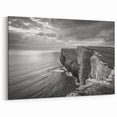 Dramatic Cliffside Seascape Art - Black and White Coastal Print