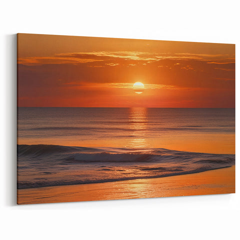 Golden Sunset Seascape Wall Art - Ocean View Canvas Print