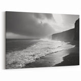 Stormy Coastal Seascape Art - Black and White Ocean Print