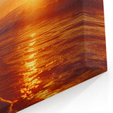 Golden Sunset Beach Seascape Art - Coastal Canvas Print