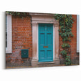 Teal Door Wall Art - Classic Brick House with Ivy Canvas Print