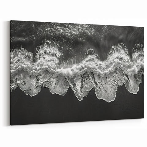 Dynamic Wave Seascape Art - Black and White Ocean Print