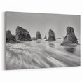 Monolithic Rock Seascape Art - Black and White Coastal Print