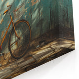 Vintage Bicycle Against Rustic Door - Urban Decay Wall Art Print