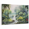 Misty Rainforest Waterfall - Serene Tropical Jungle Landscape Art