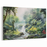 Misty Rainforest Waterfall - Serene Tropical Jungle Landscape Art