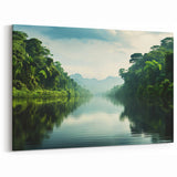 Serene Rainforest River - Tranquil Tropical Jungle Landscape Art