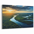 Sunrise Over Rainforest River - Majestic Tropical Landscape Art