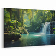 Serene Waterfall in Rainforest - Peaceful Tropical Landscape Art