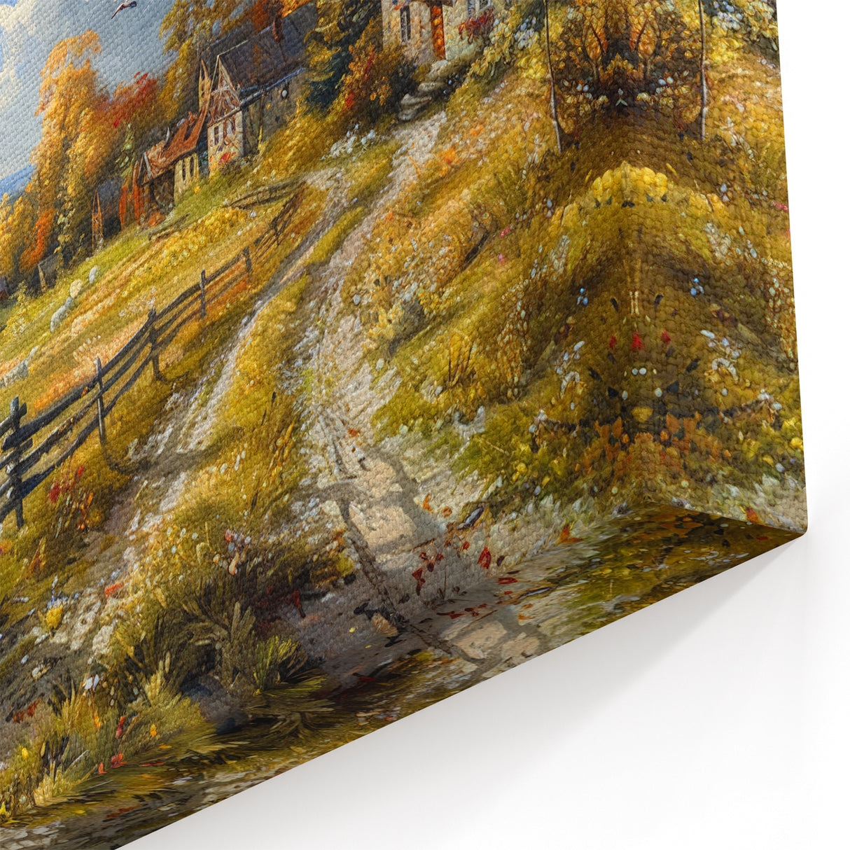 Autumn Countryside Wall Art - Rustic Farmhouse Canvas Print for Home Decor