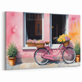 Charming Pink Bicycle Wall Art - Floral Window Display Print