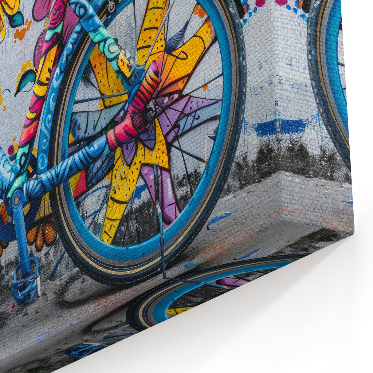 Vibrant Graffiti Bicycle Wall Art - Colorful Urban Cycling Print