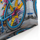 Vibrant Graffiti Bicycle Wall Art - Colorful Urban Cycling Print