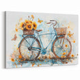 Sunflower Bicycle Wall Art - Watercolor Cycling with Butterflies Print