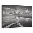 Serene Sunrise Seascape Art - Black and White Coastal Canvas Print