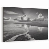 Serene Sunrise Seascape Art - Black and White Coastal Canvas Print