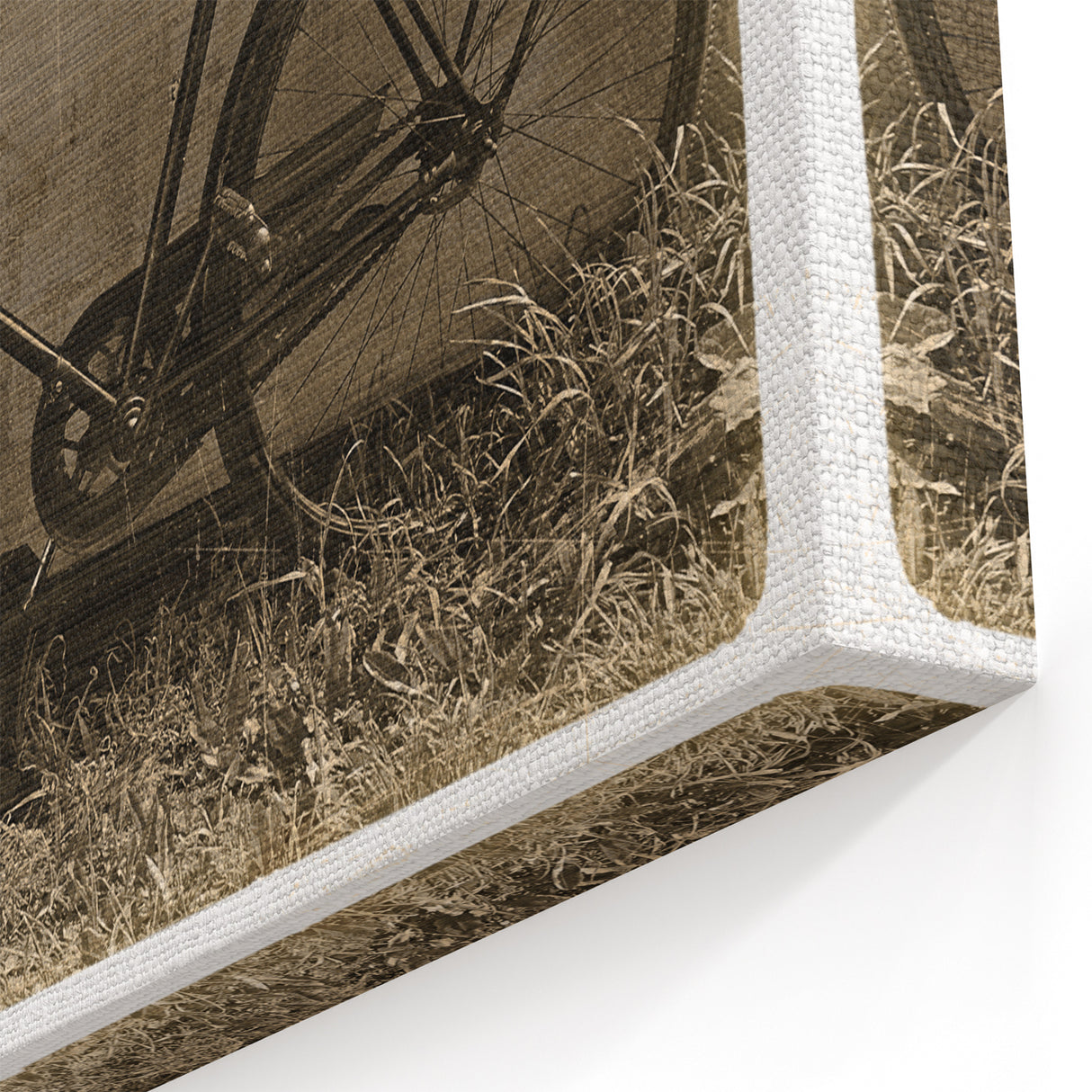 Vintage Bicycle with Red Flowers Wall Art - Rustic Sepia-Toned Print