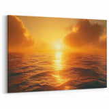 Golden Horizon Seascape Art - Vibrant Sunset Ocean Canvas Print