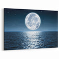 Full Moon Over Ocean Seascape Art - Tranquil Night Canvas Print