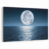 Full Moon Over Ocean Seascape Art - Tranquil Night Canvas Print