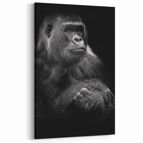 Majestic Gorilla Portrait - Black and White Primate Canvas Art