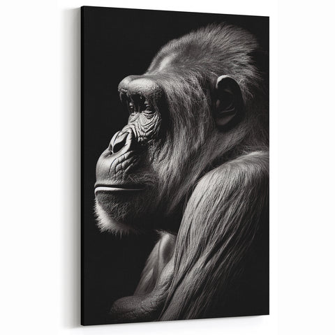 Gorilla Profile Art - Black and White Primate Canvas Wall Decor