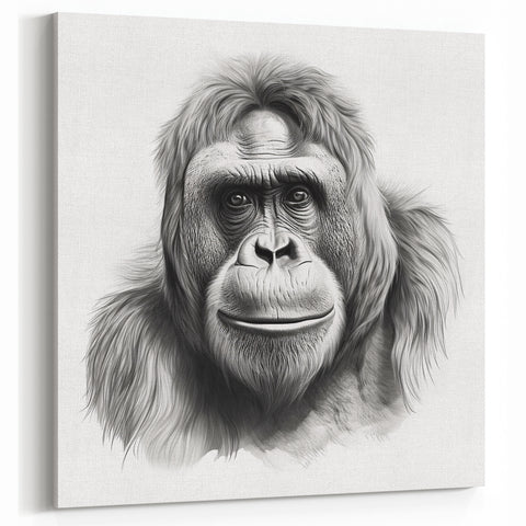 Gentle Gorilla Portrait - Black and White Primate Art Print