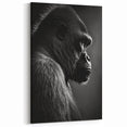 Stoic Gorilla Silhouette - Black and White Primate Canvas Art