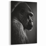 Stoic Gorilla Silhouette - Black and White Primate Canvas Art