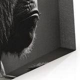 Stoic Gorilla Silhouette - Black and White Primate Canvas Art