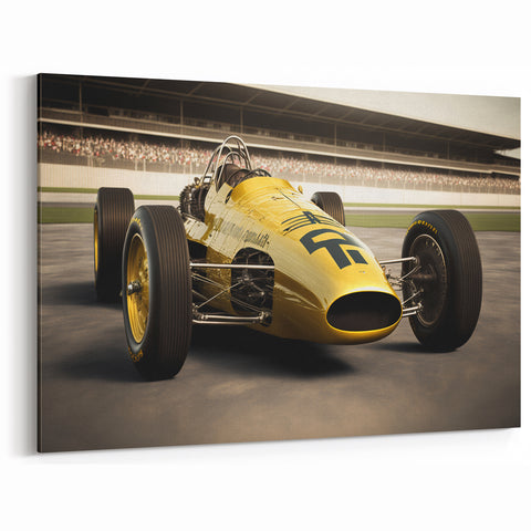 Golden Formula 1 Art Poster - Racing Car Canvas Print for Speed Lovers