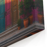 Colorful Facade Door Wall Art - Vibrant Architectural Canvas Print