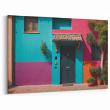 Vibrant Color Block Door Wall Art - Modern Architectural Canvas Print