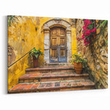 Rustic Mediterranean Door Wall Art - Vibrant Architectural Print