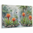 Vibrant Rainforest Wall Art - Tropical Jungle Canvas with Exotic Flowers