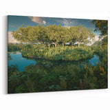 Serene Rainforest Wall Art - Tranquil Jungle Canvas with Reflective Waters