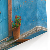 Rustic Blue Door Wall Art - Vibrant Mediterranean Architectural Print