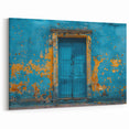 Vintage Blue Door Wall Art - Rustic Textured Architectural Print