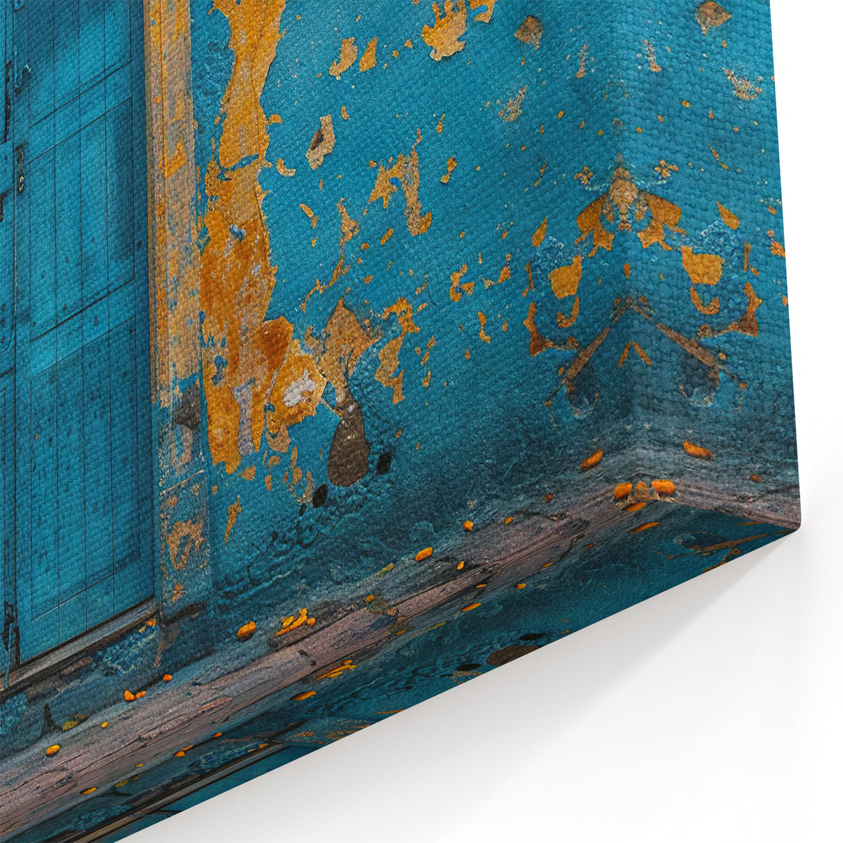 Vintage Blue Door Wall Art - Rustic Textured Architectural Print