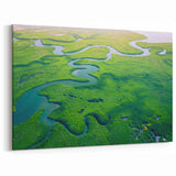Expansive Rainforest Wall Art - Aerial View Jungle River Canvas Print