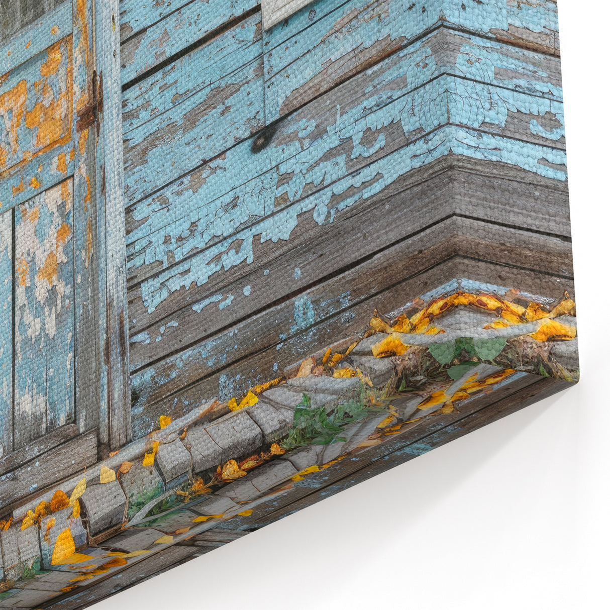 Weathered Blue Cottage Door Wall Art - Rustic Vintage Canvas Print