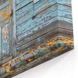 Weathered Blue Cottage Door Wall Art - Rustic Vintage Canvas Print