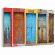 Rustic Door Collage Wall Art - Vibrant Vintage Architectural Print