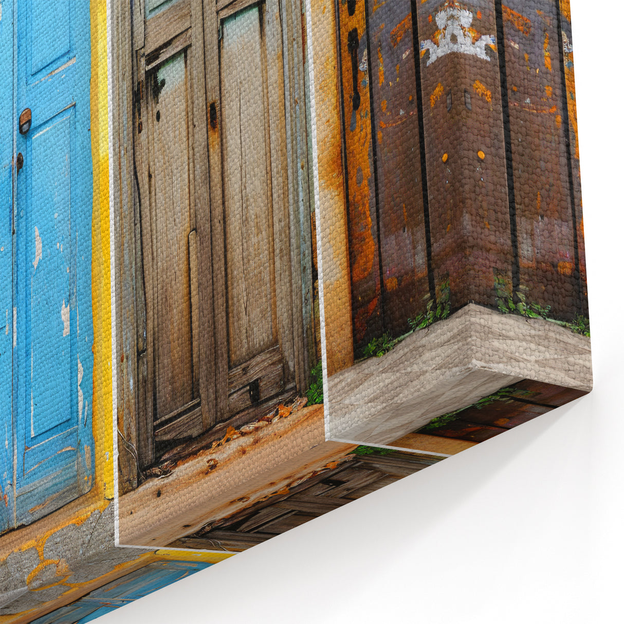 Rustic Door Collage Wall Art - Vibrant Vintage Architectural Print