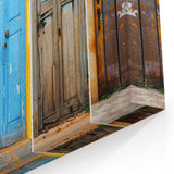 Rustic Door Collage Wall Art - Vibrant Vintage Architectural Print